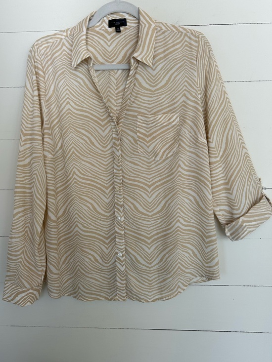 The Limited Tops - The Limited Beige Zebra-Print Button-Down Shirt